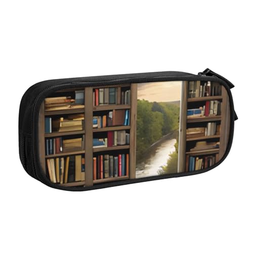 COWMMWOC Federmäppchen mit niedlichem Design für Studenten, Mädchen, Jungen, großes Fassungsvermögen, Federmäppchen mit Fächern, Doppelreißverschluss, Schreibwaren-Aufbewahrungs-Organizer (Schwarz, von COWMMWOC