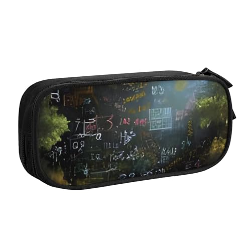 COWMMWOC Federmäppchen mit niedlichem Design für Studenten, Mädchen, Jungen, großes Fassungsvermögen, Federmäppchen mit Fächern, Doppelreißverschluss, Schreibwaren-Aufbewahrungs-Organizer (Schwarz, von COWMMWOC