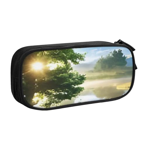 COWMMWOC Federmäppchen mit niedlichem Design für Studenten, Mädchen, Jungen, großes Fassungsvermögen, Federmäppchen mit Fächern, Doppelreißverschluss, Schreibwaren-Aufbewahrungs-Organizer (Schwarz, von COWMMWOC