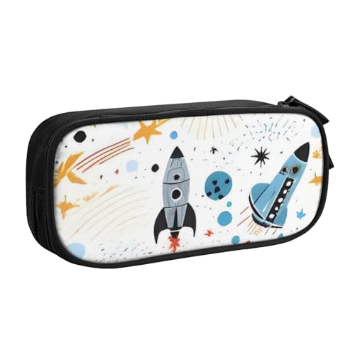 COWMMWOC Federmäppchen mit niedlichem Design für Studenten, Mädchen, Jungen, großes Fassungsvermögen, Federmäppchen mit Fächern, Doppelreißverschluss, Schreibwaren-Aufbewahrungs-Organizer (Schwarz, von COWMMWOC