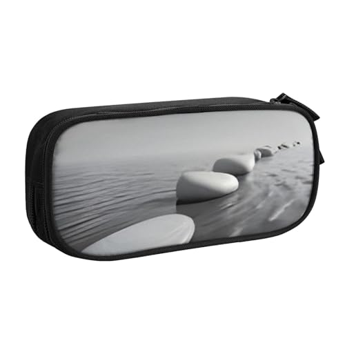 COWMMWOC Federmäppchen mit niedlichem Design für Studenten, Mädchen, Jungen, großes Fassungsvermögen, Federmäppchen mit Fächern, Doppelreißverschluss, Schreibwaren-Aufbewahrungs-Organizer (Schwarz, von COWMMWOC