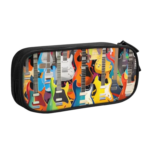 COWMMWOC Federmäppchen mit niedlichem Design für Studenten, Mädchen, Jungen, großes Fassungsvermögen, Federmäppchen mit Fächern, Doppelreißverschluss, Schreibwaren-Aufbewahrungs-Organizer (Schwarz, von COWMMWOC