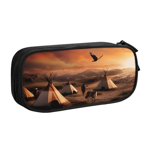 COWMMWOC Federmäppchen mit niedlichem Design für Studenten, Mädchen, Jungen, großes Fassungsvermögen, Federmäppchen mit Fächern, Doppelreißverschluss, Schreibwaren-Aufbewahrungs-Organizer (Schwarz, von COWMMWOC