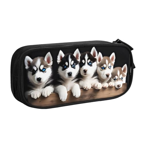 COWMMWOC Federmäppchen mit niedlichem Design für Studenten, Mädchen, Jungen, großes Fassungsvermögen, Federmäppchen mit Fächern, Doppelreißverschluss, Schreibwaren-Aufbewahrungs-Organizer (Schwarz, von COWMMWOC