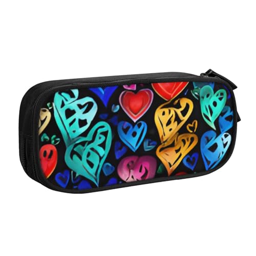 COWMMWOC Federmäppchen mit niedlichem Design für Studenten, Mädchen, Jungen, großes Fassungsvermögen, Federmäppchen mit Fächern, Doppelreißverschluss, Schreibwaren-Aufbewahrungs-Organizer (Schwarz, von COWMMWOC