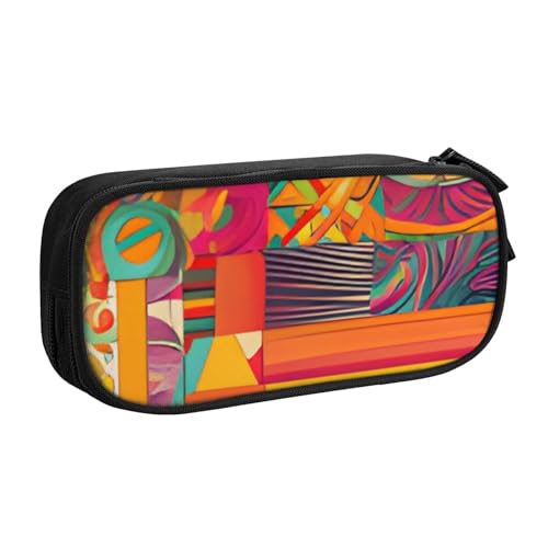 COWMMWOC Federmäppchen mit niedlichem Design für Studenten, Mädchen, Jungen, großes Fassungsvermögen, Federmäppchen mit Fächern, Doppelreißverschluss, Schreibwaren-Aufbewahrungs-Organizer (Schwarz, von COWMMWOC