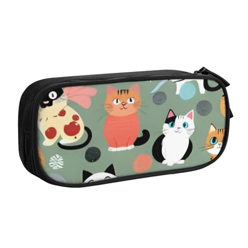 COWMMWOC Federmäppchen mit niedlichem Design für Studenten, Mädchen, Jungen, großes Fassungsvermögen, Federmäppchen mit Fächern, Doppelreißverschluss, Schreibwaren-Aufbewahrungs-Organizer (Schwarz, von COWMMWOC