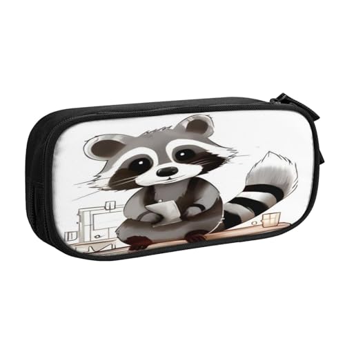 COWMMWOC Federmäppchen mit niedlichem Design für Studenten, Mädchen, Jungen, großes Fassungsvermögen, Federmäppchen mit Fächern, Doppelreißverschluss, Schreibwaren-Aufbewahrungs-Organizer (Schwarz, von COWMMWOC