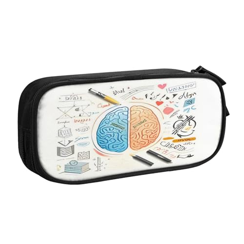 COWMMWOC Federmäppchen mit niedlichem Design für Studenten, Mädchen, Jungen, großes Fassungsvermögen, Federmäppchen mit Fächern, Doppelreißverschluss, Schreibwaren-Aufbewahrungs-Organizer (Schwarz, von COWMMWOC