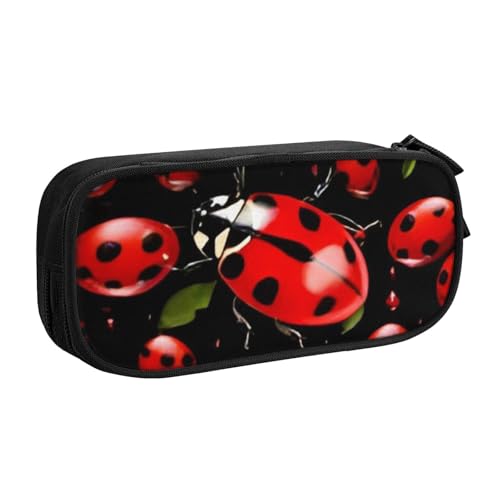 COWMMWOC Federmäppchen mit niedlichem Design für Studenten, Mädchen, Jungen, großes Fassungsvermögen, Federmäppchen mit Fächern, Doppelreißverschluss, Schreibwaren-Aufbewahrungs-Organizer (Schwarz, von COWMMWOC