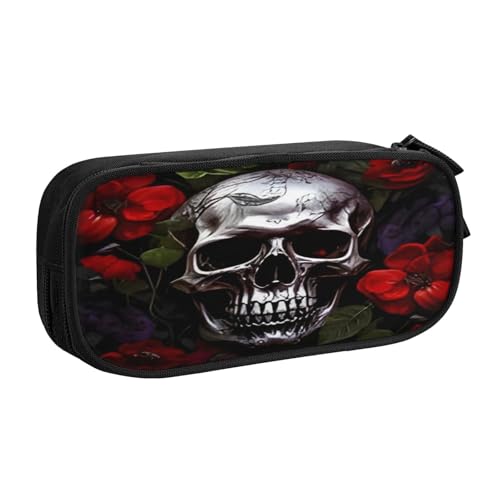 COWMMWOC Federmäppchen mit niedlichem Design für Studenten, Mädchen, Jungen, großes Fassungsvermögen, Federmäppchen mit Fächern, Doppelreißverschluss, Schreibwaren-Aufbewahrungs-Organizer (Schwarz, von COWMMWOC