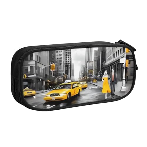 COWMMWOC Federmäppchen mit niedlichem Design für Studenten, Mädchen, Jungen, großes Fassungsvermögen, Federmäppchen mit Fächern, Doppelreißverschluss, Schreibwaren-Aufbewahrungs-Organizer (Schwarz, von COWMMWOC