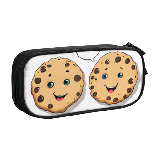 COWMMWOC Federmäppchen mit niedlichem Design für Studenten, Mädchen, Jungen, großes Fassungsvermögen, Federmäppchen mit Fächern, Doppelreißverschluss, Schreibwaren-Aufbewahrungs-Organizer (Schwarz, von COWMMWOC