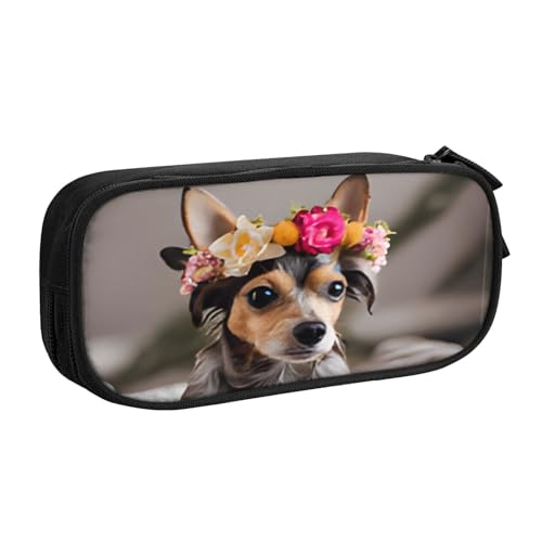 COWMMWOC Federmäppchen mit niedlichem Design für Studenten, Mädchen, Jungen, großes Fassungsvermögen, Federmäppchen mit Fächern, Doppelreißverschluss, Schreibwaren-Aufbewahrungs-Organizer (Schwarz, von COWMMWOC