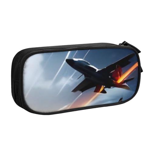 COWMMWOC Federmäppchen mit niedlichem Design für Studenten, Mädchen, Jungen, großes Fassungsvermögen, Federmäppchen mit Fächern, Doppelreißverschluss, Schreibwaren-Aufbewahrungs-Organizer (Schwarz, von COWMMWOC