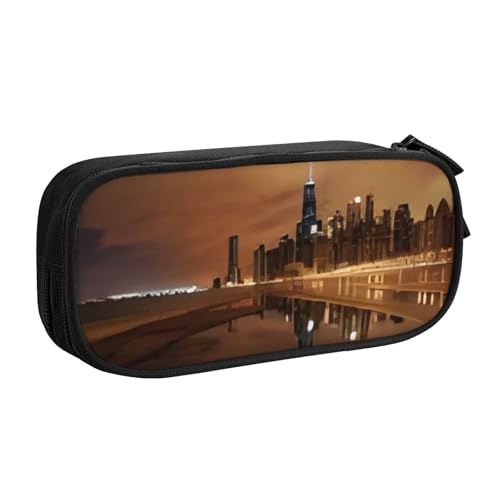 COWMMWOC Federmäppchen mit niedlichem Design für Studenten, Mädchen, Jungen, großes Fassungsvermögen, Federmäppchen mit Fächern, Doppelreißverschluss, Schreibwaren-Aufbewahrungs-Organizer (Schwarz, von COWMMWOC