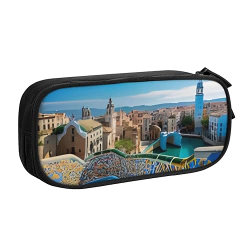 COWMMWOC Federmäppchen mit niedlichem Design für Studenten, Mädchen, Jungen, großes Fassungsvermögen, Federmäppchen mit Fächern, Doppelreißverschluss, Schreibwaren-Aufbewahrungs-Organizer (Schwarz, von COWMMWOC