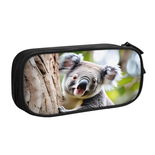 COWMMWOC Federmäppchen mit niedlichem Design für Studenten, Mädchen, Jungen, großes Fassungsvermögen, Federmäppchen mit Fächern, Doppelreißverschluss, Schreibwaren-Aufbewahrungs-Organizer (Schwarz, von COWMMWOC