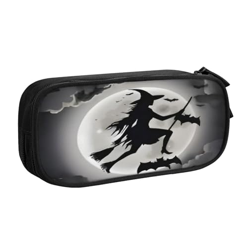 COWMMWOC Federmäppchen mit niedlichem Design für Studenten, Mädchen, Jungen, großes Fassungsvermögen, Federmäppchen mit Fächern, Doppelreißverschluss, Schreibwaren-Aufbewahrungs-Organizer (Schwarz, von COWMMWOC