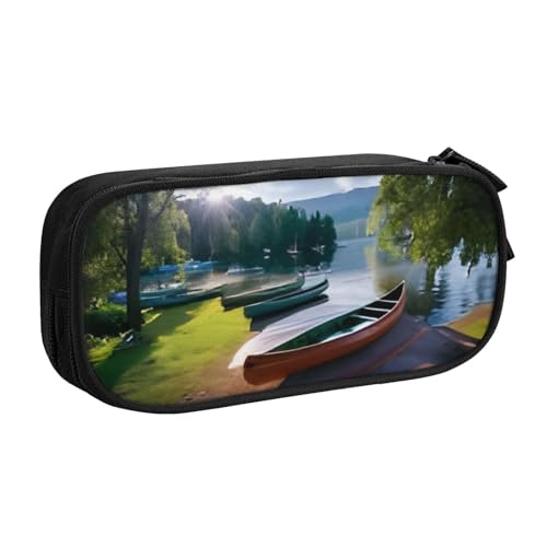 COWMMWOC Federmäppchen mit niedlichem Design für Studenten, Mädchen, Jungen, großes Fassungsvermögen, Federmäppchen mit Fächern, Doppelreißverschluss, Schreibwaren-Aufbewahrungs-Organizer (Schwarz, von COWMMWOC