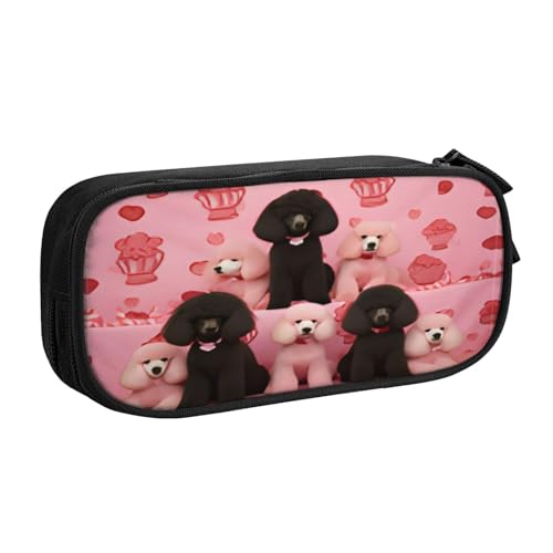 COWMMWOC Federmäppchen mit niedlichem Design für Studenten, Mädchen, Jungen, großes Fassungsvermögen, Federmäppchen mit Fächern, Doppelreißverschluss, Schreibwaren-Aufbewahrungs-Organizer (Schwarz, von COWMMWOC