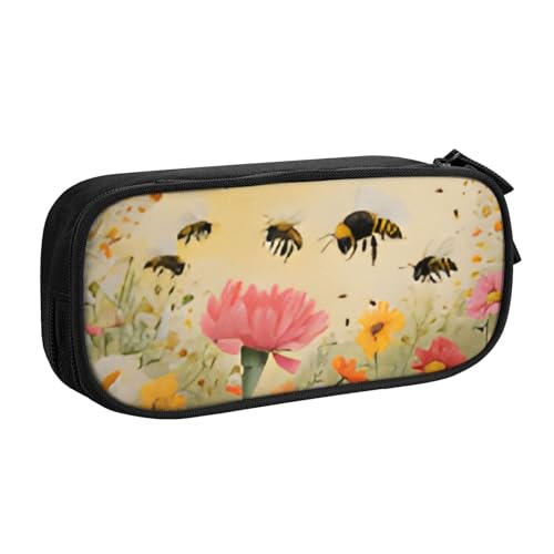 COWMMWOC Federmäppchen mit niedlichem Design für Studenten, Mädchen, Jungen, großes Fassungsvermögen, Federmäppchen mit Fächern, Doppelreißverschluss, Schreibwaren-Aufbewahrungs-Organizer (Schwarz, von COWMMWOC