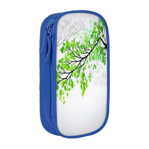 COWMMWOC Großes Federmäppchen, großes Fassungsvermögen, multifunktionale Aufbewahrungstasche, strapazierfähiges Polyester-Oxford-Gewebe mit doppeltem Reißverschluss, 21 x 10,5 x 5 cm, Grün und Weiß von COWMMWOC