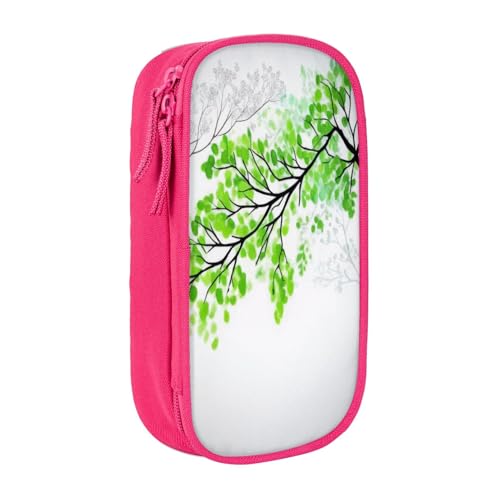 COWMMWOC Großes Federmäppchen, großes Fassungsvermögen, multifunktionale Aufbewahrungstasche, strapazierfähiges Polyester-Oxford-Gewebe mit doppeltem Reißverschluss, 21 x 10,5 x 5 cm, Grün und Weiß von COWMMWOC