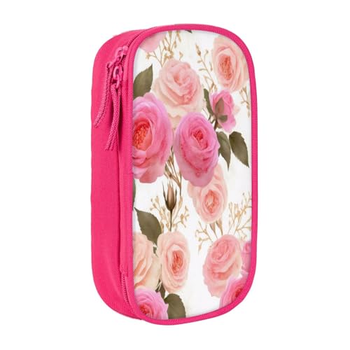 COWMMWOC Großes Federmäppchen mit Blumenmuster, großes Fassungsvermögen, multifunktionale Aufbewahrungstasche, strapazierfähiges Polyester-Oxford-Gewebe mit doppeltem Reißverschluss, 21 x 10,5 x 5 cm von COWMMWOC