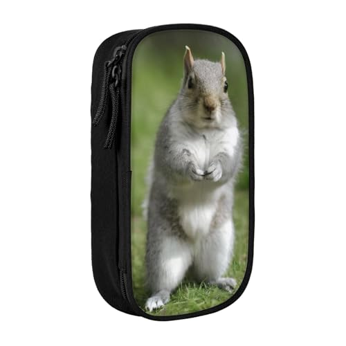 COWMMWOC Großes Federmäppchen mit Eichhörnchen, großes Fassungsvermögen, multifunktionale Aufbewahrungstasche, strapazierfähiges Polyester-Oxford-Gewebe mit Doppelreißverschluss, 21 x 10,5 x 5 cm von COWMMWOC