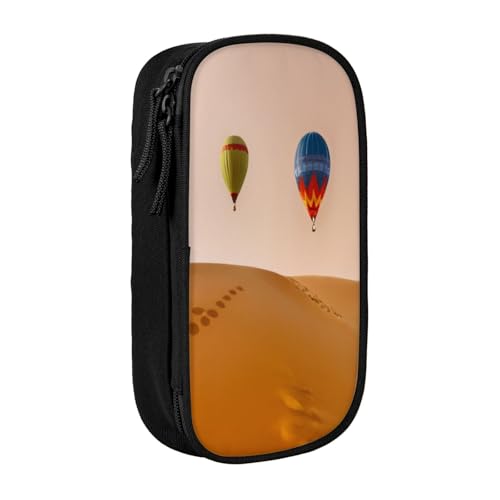 COWMMWOC Großes Federmäppchen mit Heißluftballon, großes Fassungsvermögen, multifunktionale Aufbewahrungstasche, strapazierfähiges Polyester-Oxford-Gewebe mit Doppelreißverschluss, 21 x 10,5 x 5 cm von COWMMWOC