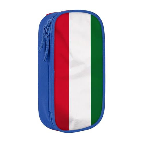 COWMMWOC Großes Federmäppchen mit Italien-Flagge, großes Fassungsvermögen, multifunktionale Aufbewahrungstasche, strapazierfähiges Polyester-Oxford-Gewebe mit Doppelreißverschluss, 21 x 10,5 x 5 cm von COWMMWOC