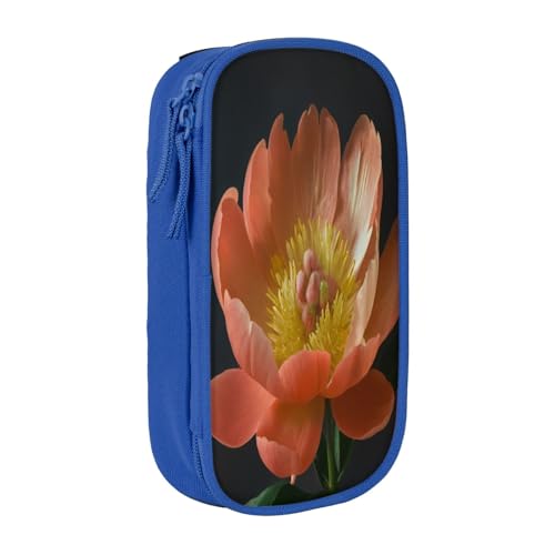 COWMMWOC Großes Federmäppchen mit Pfingstrose, großes Fassungsvermögen, multifunktionale Aufbewahrungstasche, strapazierfähiges Polyester-Oxford-Gewebe mit Doppelreißverschluss, 21 x 10,5 x 5 cm, 3D von COWMMWOC