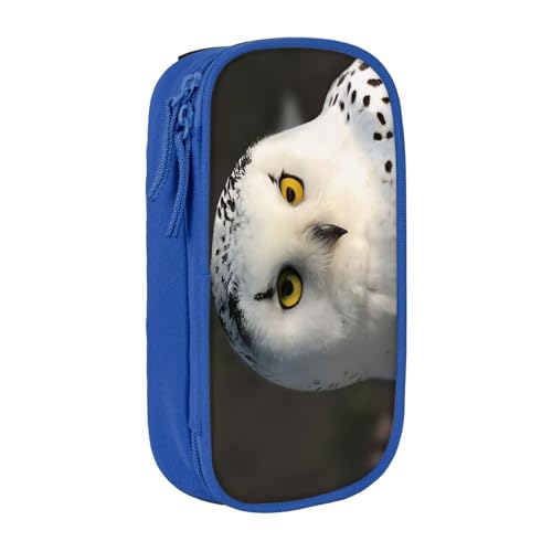 COWMMWOC Großes Federmäppchen mit Schneeeuleaugen, großes Fassungsvermögen, multifunktionale Aufbewahrungstasche, strapazierfähiges Polyester-Oxford-Gewebe mit Doppelreißverschluss, 21 x 10,5 x 5 cm von COWMMWOC