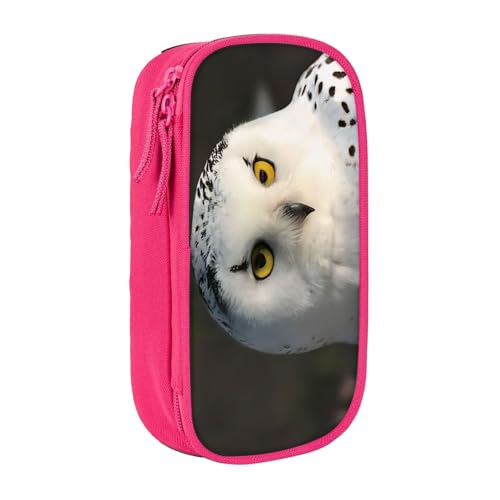 COWMMWOC Großes Federmäppchen mit Schneeeuleaugen, großes Fassungsvermögen, multifunktionale Aufbewahrungstasche, strapazierfähiges Polyester-Oxford-Gewebe mit Doppelreißverschluss, 21 x 10,5 x 5 cm von COWMMWOC