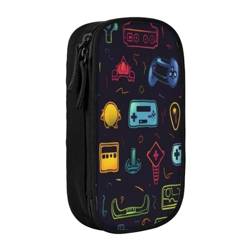 COWMMWOC Großes Federmäppchen mit Spiel-/Videospiel-Muster, großes Fassungsvermögen, multifunktionale Aufbewahrungstasche, strapazierfähiges Polyester-Oxford-Gewebe mit Doppelreißverschluss, 21 x 10,5 von COWMMWOC