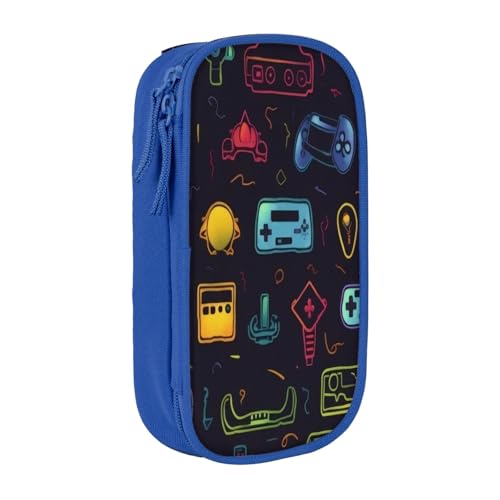 COWMMWOC Großes Federmäppchen mit Spiel-/Videospiel-Muster, großes Fassungsvermögen, multifunktionale Aufbewahrungstasche, strapazierfähiges Polyester-Oxford-Gewebe mit Doppelreißverschluss, 21 x 10,5 von COWMMWOC