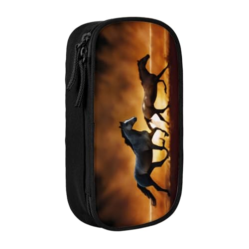 COWMMWOC Großes Federmäppchen mit großem Fassungsvermögen, multifunktionale Aufbewahrungstasche, strapazierfähiges Polyester-Oxford-Gewebe mit doppeltem Reißverschluss, 21 x 10,5 x 5 cm, Größe 3D von COWMMWOC