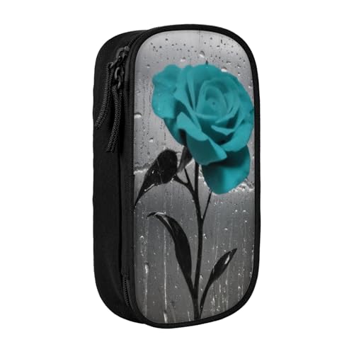 COWMMWOC Großes Federmäppchen mit großem Fassungsvermögen, multifunktionale Aufbewahrungstasche, strapazierfähiges Polyester-Oxford-Gewebe mit doppeltem Reißverschluss, 21 x 10,5 x 5 cm, Blaugrün von COWMMWOC