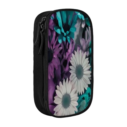 COWMMWOC Großes Federmäppchen mit großem Fassungsvermögen, multifunktionale Aufbewahrungstasche, strapazierfähiges Polyester-Oxford-Gewebe mit doppeltem Reißverschluss, 21 x 10,5 x 5 cm, Violett und von COWMMWOC