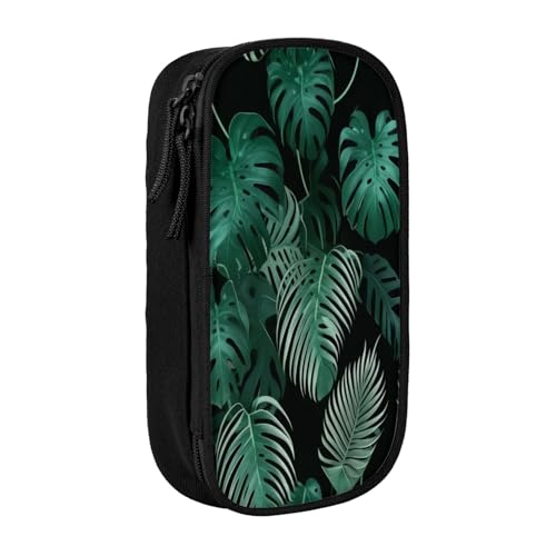 COWMMWOC Großes Federmäppchen mit großem Fassungsvermögen, multifunktionale Aufbewahrungstasche, strapazierfähiges Polyester-Oxford-Gewebe mit doppeltem Reißverschluss, 21 x 10,5 x 5 cm, Grün, Größe von COWMMWOC