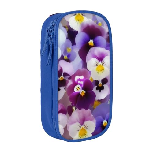COWMMWOC Großes Federmäppchen mit violetter Blume, großes Fassungsvermögen, multifunktionale Aufbewahrungstasche, strapazierfähiges Polyester-Oxford-Gewebe mit Doppelreißverschluss, 21 x 10,5 x 5 cm von COWMMWOC