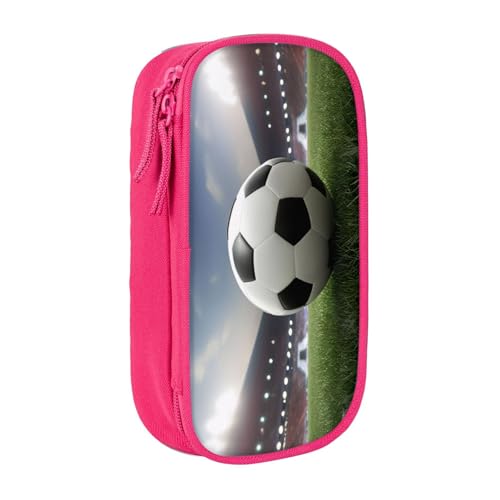 COWMMWOC Großes Fußball-Federmäppchen, großes Fassungsvermögen, multifunktionale Aufbewahrungstasche, strapazierfähiges Polyester-Oxford-Gewebe mit Doppelreißverschluss, 21 x 10,5 x 5 cm, 3D von COWMMWOC