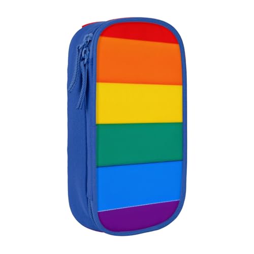 COWMMWOC Großes Regenbogen-Federmäppchen, großes Fassungsvermögen, multifunktionale Aufbewahrungstasche, strapazierfähiges Polyester-Oxford-Gewebe mit Doppelreißverschluss, 21 x 10,5 x 5 cm, 3D von COWMMWOC