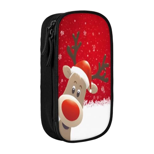 COWMMWOC Großes Weihnachts-Federmäppchen, großes Fassungsvermögen, multifunktionale Aufbewahrungstasche, strapazierfähiges Polyester-Oxford-Gewebe mit Doppelreißverschluss, 21 x 10,5 x 5 cm, Größe 3D von COWMMWOC