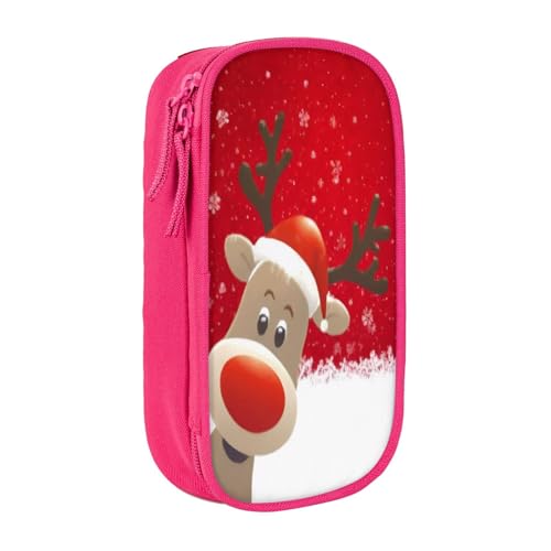 COWMMWOC Großes Weihnachts-Federmäppchen, großes Fassungsvermögen, multifunktionale Aufbewahrungstasche, strapazierfähiges Polyester-Oxford-Gewebe mit Doppelreißverschluss, 21 x 10,5 x 5 cm, 3D von COWMMWOC