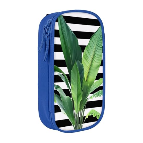 COWMMWOC Grünes Palmblatt-Federmäppchen, großes Fassungsvermögen, multifunktionale Aufbewahrungstasche, strapazierfähiges Polyester-Oxford-Gewebe mit doppeltem Reißverschluss, 21 x 10,5 x 5 cm, 3D von COWMMWOC