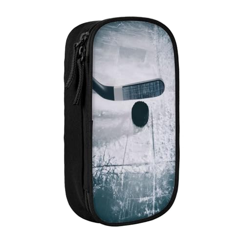 COWMMWOC Hockeyschläger-Federmäppchen, großes Fassungsvermögen, multifunktionale Aufbewahrungstasche, strapazierfähiges Polyester-Oxford-Gewebe mit doppeltem Reißverschluss, 21 x 10,5 x 5 cm, Größe 3D von COWMMWOC