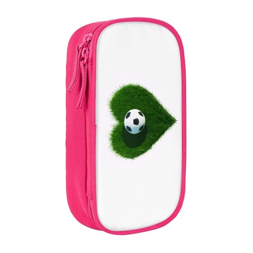 COWMMWOC I Love Soccer Großes Federmäppchen, großes Fassungsvermögen, multifunktionale Aufbewahrungstasche, strapazierfähiges Polyester-Oxford-Gewebe mit Doppelreißverschluss, 21 x 10,5 x 5 cm, 3D von COWMMWOC