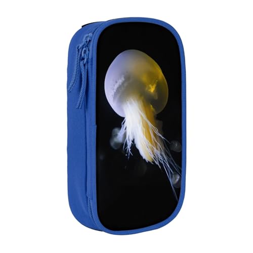 COWMMWOC Jellyfish Großes Federmäppchen, großes Fassungsvermögen, multifunktionale Aufbewahrungstasche, strapazierfähiges Polyester-Oxford-Gewebe mit Doppelreißverschluss, 21 x 10,5 x 5 cm, 3D von COWMMWOC